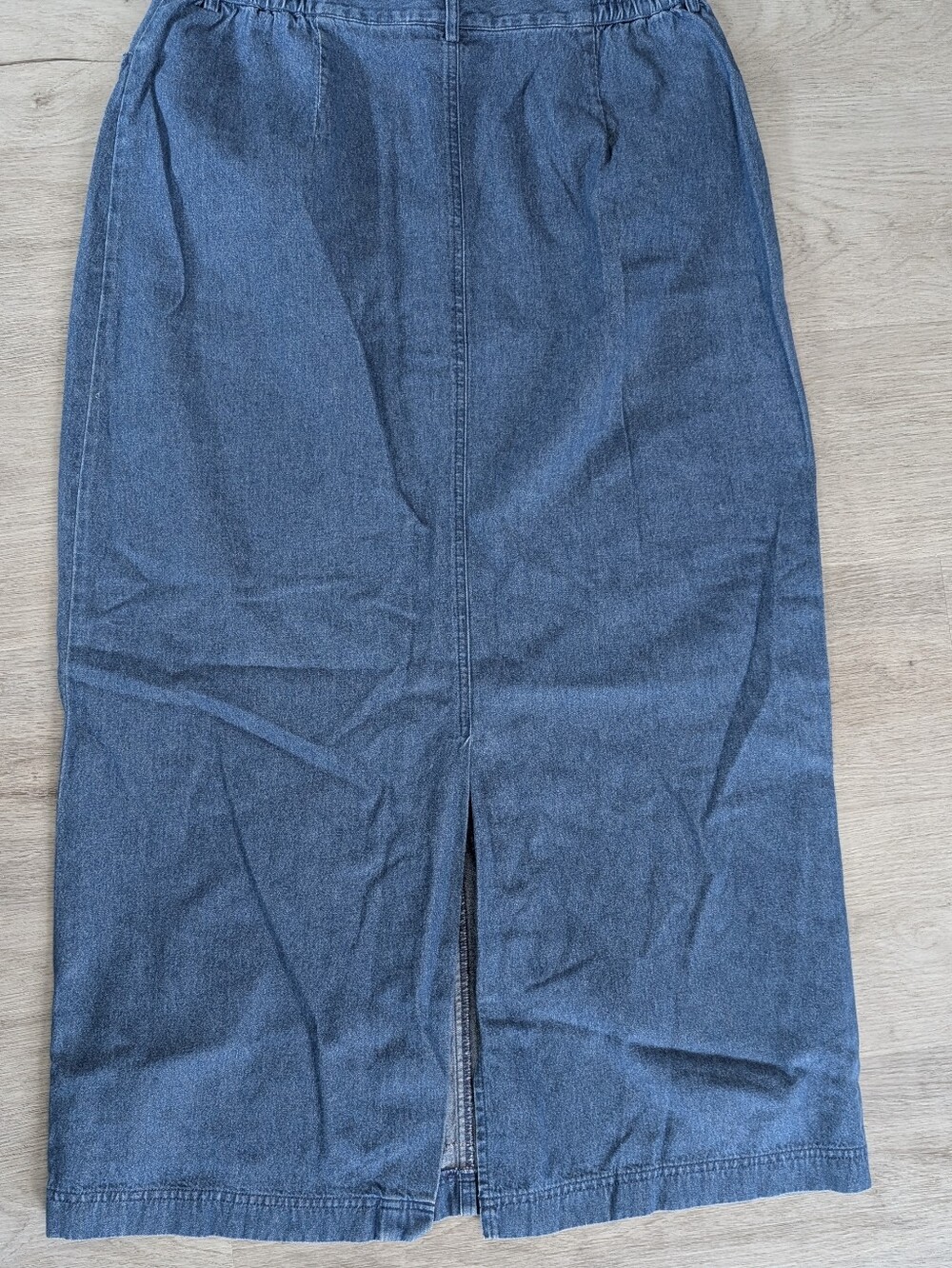 TanJay Vintage Cottagecore Prairie Blue Denim Embroidered Maxi Skirt Size 12 - Picture 9 of 9